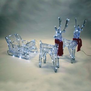 150 LED ACRYLIC REINDEERS WITH SLEIGH - 160CM