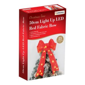 50CM RED FABRIC WITH 25 WARM WHITE LEDS