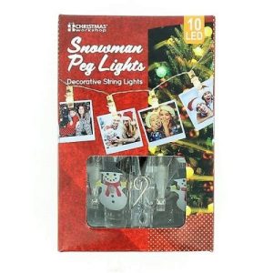 10 WARM WHITE LED SNOWMAN PEG LIGHTS