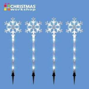 4PC 40LED SNOWFLAKE STAKE LIGHTS WHITE