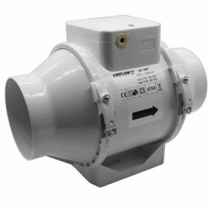 AIRFLOW AV100T (WITH TIMER) AVENTA 2-SPEED 100MM INLINE FAN (40/52 I/SEC-145/187M3H)