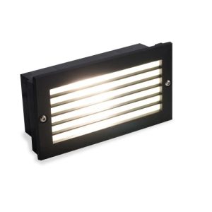 ALL LED FLOYD 10W LED BRICK LIGHT BLACK 4000K, IP65, 240V INCLUDES 1 OPEN & 1 SLOTTED GRILL BLACK BEZELS