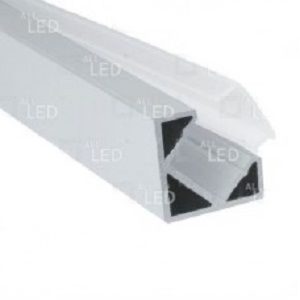 ALL LED PROFILE2 2M WHITE CORNER/ANGLED PROFILE WITH OPAL DIFFUSER, EXTRUDED 6063 AIRCRAFT ALUMINIUM, INCL END CAPS & BRACKETS