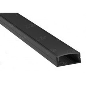 ALL LED 2M CARBON BLACK FINISH, DOUBLE WIDE PROFILE WITH BLACK DIFFUSER, EXTRUDED 6063 AIRCRAFT ALUMINIUM, INCL END CAPS