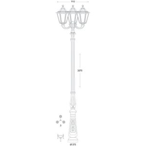 ASBAC NOEMI TABOR-OFIR 3X11W 3K LED TRIPLE HD POST BLK