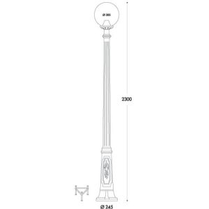 ASBAC GLOBE 300 RICU E27 CLEAR POST BLACK