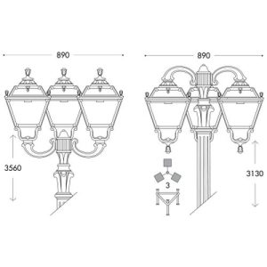 ASBAC TOBIA TABOR-OFIR 3X11W 3K LED TRIPLE HD POST BLK