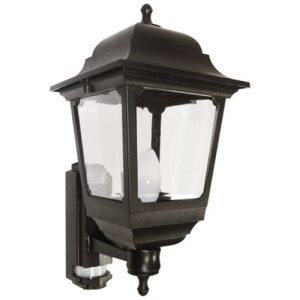 ASD SQUARE LANTERN BLACK, CLEAR DIFFUSER, 100W, PIR