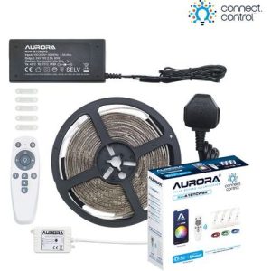 AURORA BLUETOOTH 5M RGBCX LED STRIP KIT C/W REMOTE CONTROLLER & UK PLUG