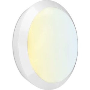 AURORA 220-240V 15W IP66 300MM 1250LM IK10 LED ROUND BULKHEAD MICROWAVE BLACK CCT 3000/4000/6500K