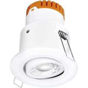 AURORA 240V 8W 640LM 60? ADJUSTABLE DIMMABLE FIRE & ACOUSTIC RATED LED DOWNLIGHT WHITE 4000K