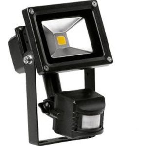AURORA 240V 10W IP65 200X115MM 750LM IK08 ADJUSTABLE LED FLOOD LIGHT PIR BLACK 4000K