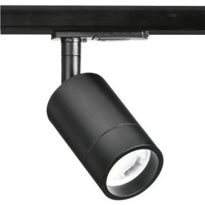 AURORA 220-240V GU10 ADJUSTABLE SHORT SINGLE CIRCUIT TRACK SPOTLIGHT BLACK