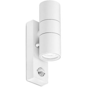 AURORA GU10 IP44 ALUMINIUM UP/DOWN PIR WALL LIGHT WHITE