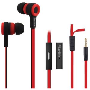 AVLINK RUBBERISED STEREO EARPHONES -  RED & BLACK