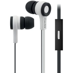AVLINK RUBBERISED STEREO EARPHONES - BLACK & WHITE
