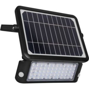 10W LUCECO SOLAR GUARDIAN PIR FLOODLIGHT BLACK, IP65 RATED,