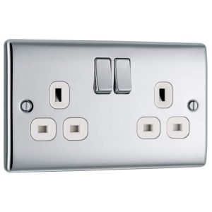 BG NEXUS POLISHED CHROME 2G 13A SOCKET WH INSERTS