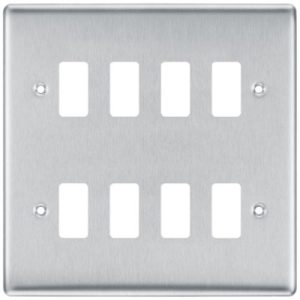 BG (2 X4) 8-MODULE BRUSHED STEEL FRONT PLATE