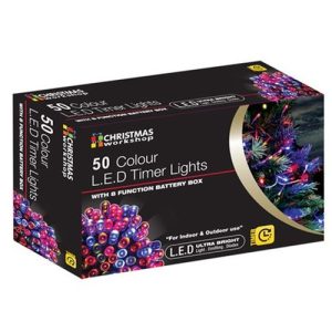 50 LED BATT TIMER LIGHTS MULTI-COL.