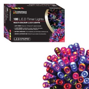 100 LED BATT TIMER LIGHTS MULTI-COL.