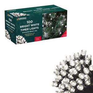 100 LED BATTERY OP TIMER LIGHTS - COOL WHITE