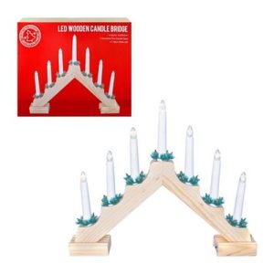 LED WOODEN CANDLE BRIDGE - PINE - BATTERY OPERATED