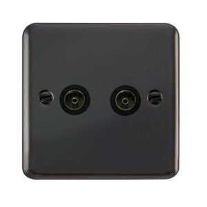 CLICK DECO PLUS BLACK NICKEL NON ISOLATED COAXIAL SOCKET TWIN