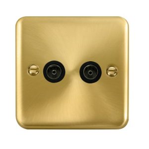 CLICK DECO PLUS SATIN BRASS NON ISOLATED COAXIAL SOCKET TWIN