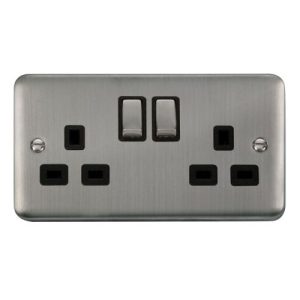 CLICK DECO PLUS STAINLESS STEEL 2G 13A DP INGOT SW SOCKET
