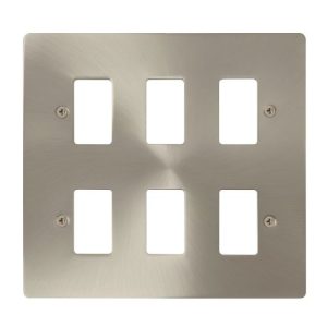 CLICK GRIDPRO DEFINE FRONTPLATES BRUSHED STAINLESS GRIDPRO 6-GANG DEFINE PLATE BRUSHED ST.