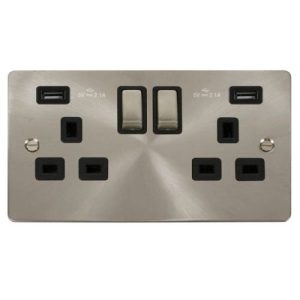 CLICK DEFINE BRUSHED STAINLESS 2G SOCKET USB 4.2A FP
