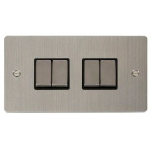 CLICK DEFINE STAINLESS STEEL FLAT PLATE INGOT 10A 4-GANG 2WAY SWITCH