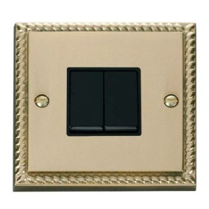 CLICK DECO GEORGIAN CAST BRASS GCBRASS 10A 2-GANG 2 WAY SWITCH