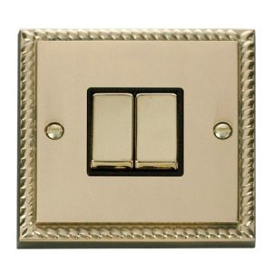 CLICK DECO GEORGIAN CAST BRASS GCBRASS INGOT 10A 2-GANG 2 WAY SWITCH