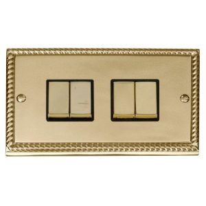 CLICK DECO GEORGIAN CAST BRASS GCBRASS 10A 4-GANG 2 WAY SWITCH