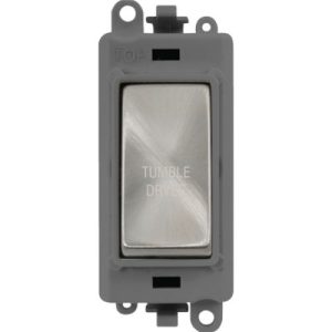 CLICK GRIDPRO SATIN CHROME 20A DP SWITCH MODULE "TUMBLE DRYER" (GREY INS)