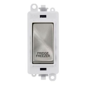 CLICK GRIDPRO SATIN CHROME 20A DP SWITCH MODULE "FRIDGE FREEZER" (POLAR WHITE INS)