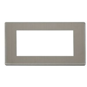 CLICK NEW MEDIA 4-GANG PLATES 2G QUAD MEDIA MOD PLATE STAINLESS STEEL.
