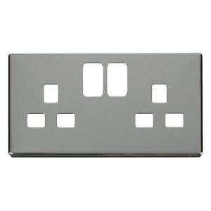 CLICK DEFINITY FRONT PLATE POLISHED CHROME 2G 13A SW SOCKET PLATE CHROME
