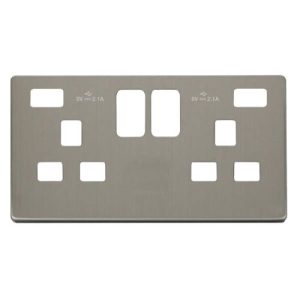 CLICK DEFINITY FRONT PLATE STAINLESS STEEL 2G SOCKET USB 4.2A CP