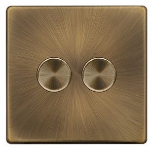 CLICK DEFINITY COMPLETE 2 GANG 2 WAY 100W DIMMER SWITCH - ANTIQUE BRASS