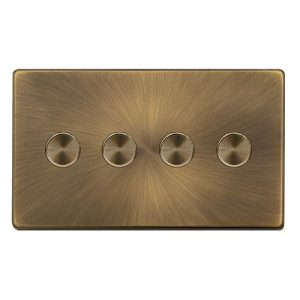 CLICK DEFINITY COMPLETE 4 GANG 2 WAY 100W DIMMER SWITCH - ANTIQUE BRASS