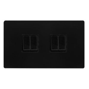 CLICK DEFINITY COMPLETE 10AX INGOT 4 GANG 2 WAY SWITCH - MATT BLACK COVER PLATE - BLACK INSERT