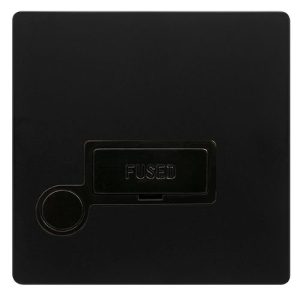 CLICK DEFINITY COMPLETE 13A FUSED CONNECTION UNIT WITH OPTIONAL FLEX OUTLET - MATT BLACK COVER PLATE - BLACK INSERT