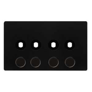 CLICK DEFINITY COMPLETE 4 GANG UNFURNISHED DIMMER PLATE & KNOBS - MATT BLACK