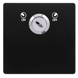 CLICK DEFINITY COMPLETE 20A DOUBLE POLE KEY LOCKABLE SWITCH - MATT BLACK COVER PLATE