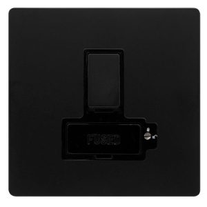 CLICK DEFINITY COMPLETE 13A LOCKABLE  SWITCHED FUSED CONNECTION UNIT - MATT BLACK COVER PLATE - BLACK INSERT
