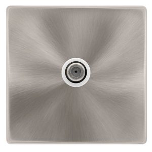 CLICK DEFINITY COMPLETE NON-ISOLATED SINGLE SATELLITE OUTLET - BRUSHED STEEL COVER PLATE - POLAR WHITE INSERT