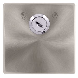 CLICK DEFINITY COMPLETE 20A DOUBLE POLE KEY LOCKABLE SWITCH - BRUSHED STEEL COVER PLATE